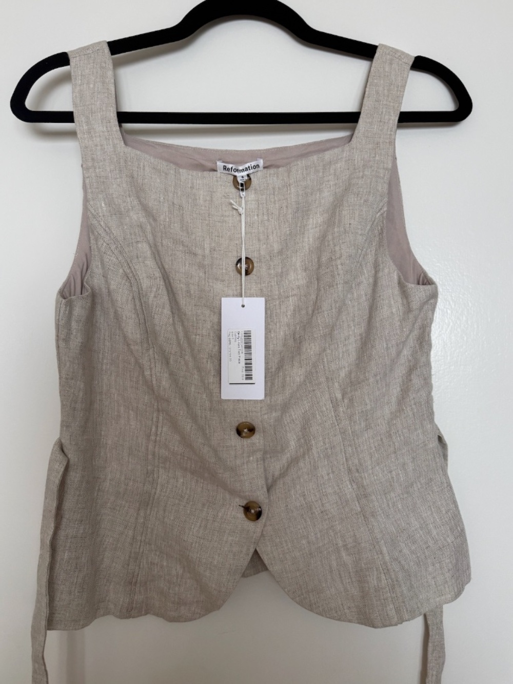 NEW WITH TAGS Reformation Women's 100% Linen Vest (Size 6)
